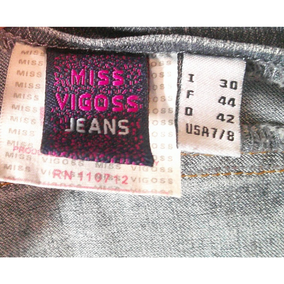 Miss Vigoss Low Rise Cropped Y2K Punk Revival Grunge Buckle Jeans 7/8 - Picture 4 of 4